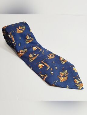 Alcatel Projectif Blue Geometric Pattern Men's French Neck Tie Telecom Worlds